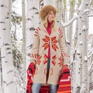 Sundance Cream Red Nordic Star Cardigan Sweater